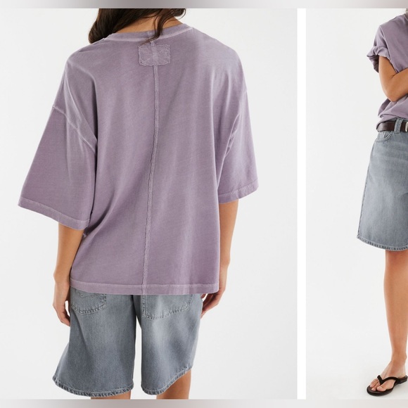 NWT Free People We The Free Perfect Oversized Tee - plum ash purple - small - Picture 3 of 9